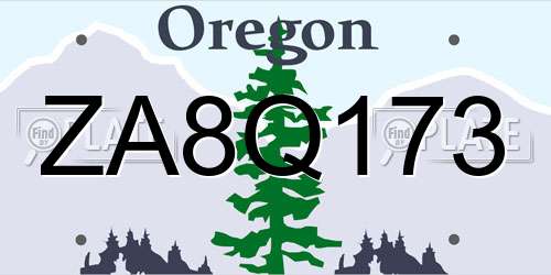 ZA8Q173 Oregon License Plate