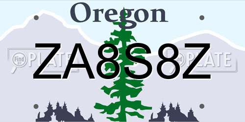 ZA8S8Z Oregon License Plate