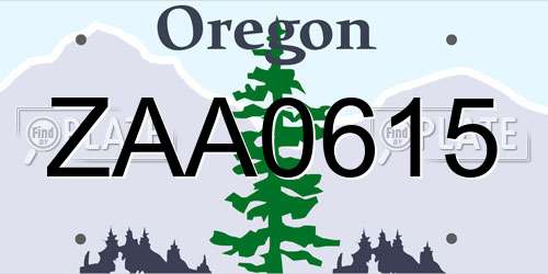 ZAA0615 Oregon License Plate