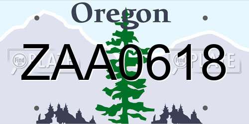 ZAA0618 Oregon License Plate