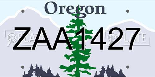 ZAA1427 Oregon License Plate