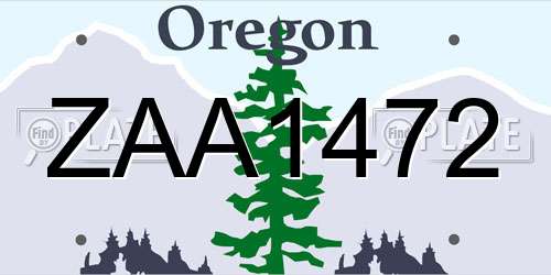 ZAA1472 Oregon License Plate