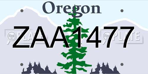 ZAA1477 Oregon License Plate