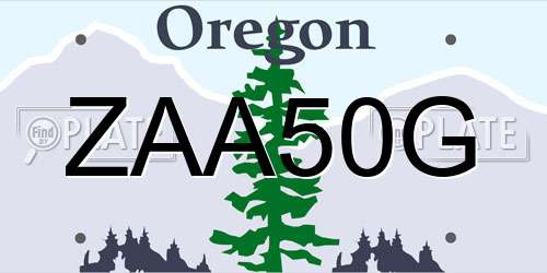 ZAA50G Oregon License Plate