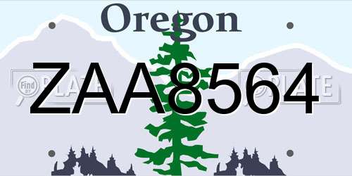ZAA8564 Oregon License Plate