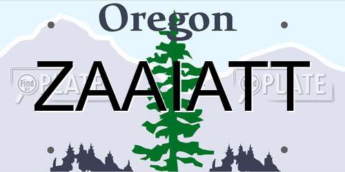 ZAAIATT Oregon License Plate