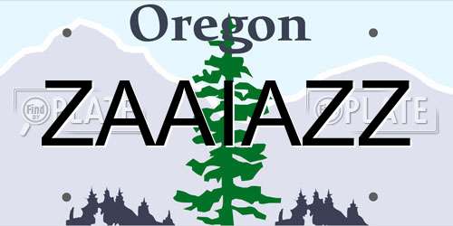 ZAAIAZZ Oregon License Plate