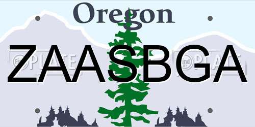 ZAASBGA Oregon License Plate