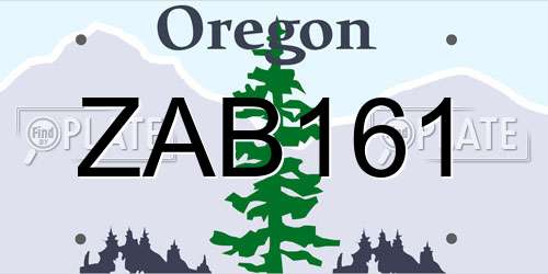 ZAB161 Oregon License Plate