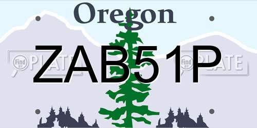 ZAB51P Oregon License Plate