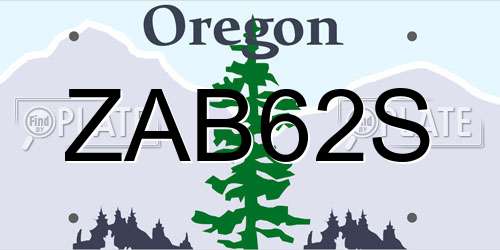 ZAB62S Oregon License Plate