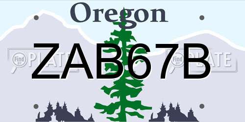 ZAB67B Oregon License Plate