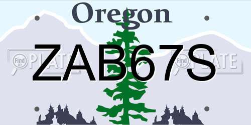 ZAB67S Oregon License Plate