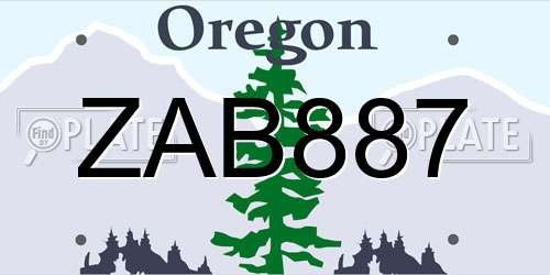 ZAB887 Oregon License Plate