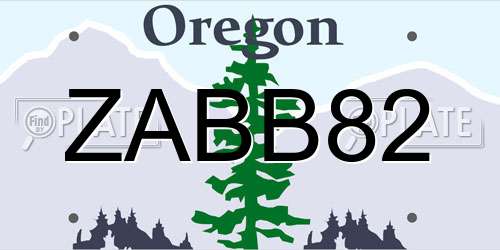 ZABB82 Oregon License Plate