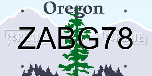 ZABG78 Oregon License Plate