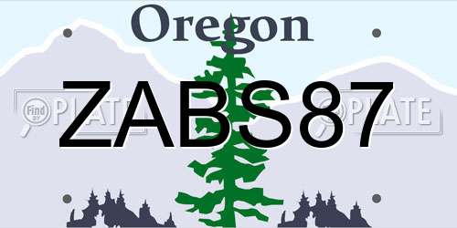ZABS87 Oregon License Plate