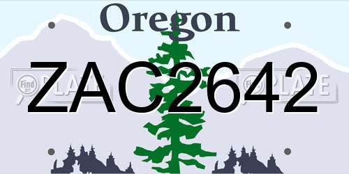 ZAC2642 Oregon License Plate