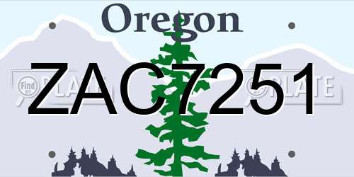 ZAC7251 Oregon License Plate