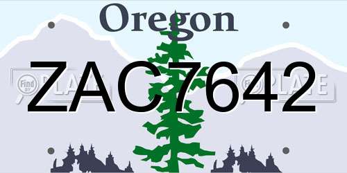 ZAC7642 Oregon License Plate