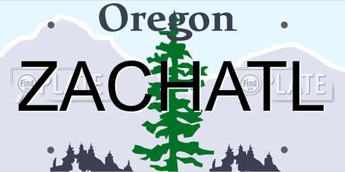 ZACHATL Oregon License Plate