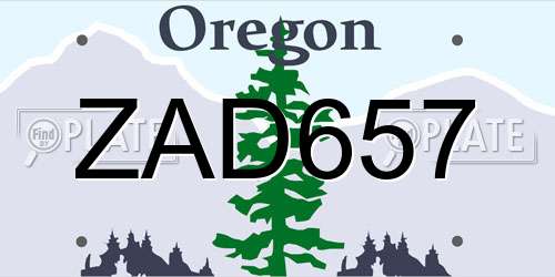 ZAD657 Oregon License Plate