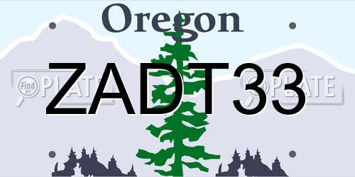 ZADT33 Oregon License Plate