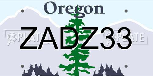 ZADZ33 Oregon License Plate
