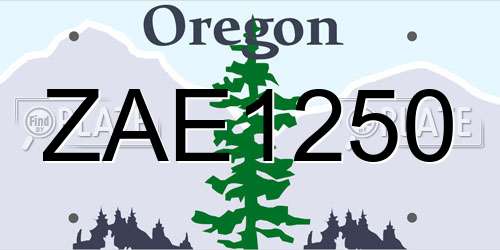ZAE1250 Oregon License Plate