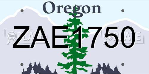 ZAE1750 Oregon License Plate