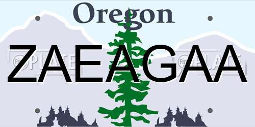 ZAEAGAA Oregon License Plate
