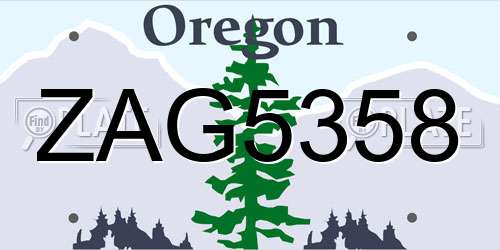 ZAG5358 Oregon License Plate
