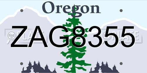 ZAG8355 Oregon License Plate