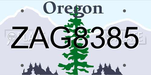 ZAG8385 Oregon License Plate