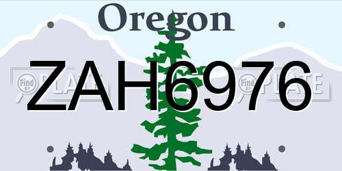 ZAH6976 Oregon License Plate