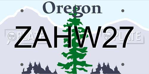 ZAHW27 Oregon License Plate