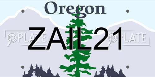ZAIL21 Oregon License Plate