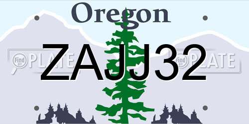 ZAJJ32 Oregon License Plate