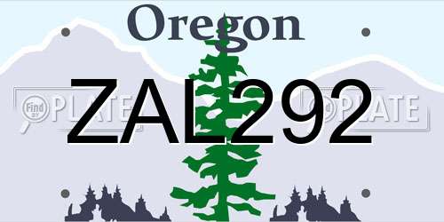 ZAL292 Oregon License Plate