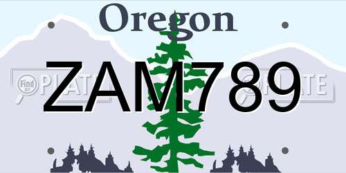 ZAM789 Oregon License Plate