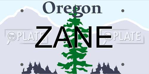 ZANE Oregon License Plate