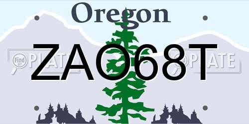 ZAO68T Oregon License Plate