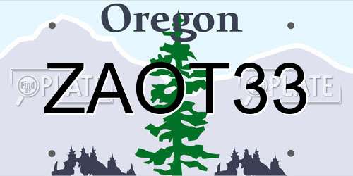ZAOT33 Oregon License Plate
