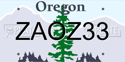ZAOZ33 Oregon License Plate