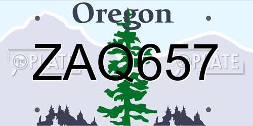 ZAQ657 Oregon License Plate