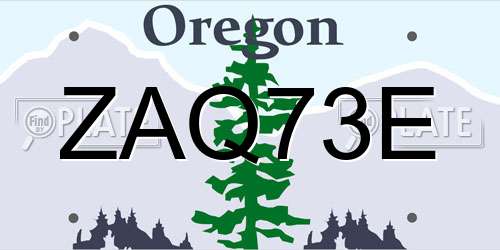 ZAQ73E Oregon License Plate