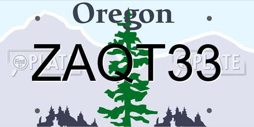 ZAQT33 Oregon License Plate