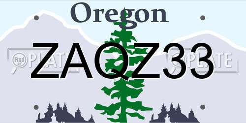 ZAQZ33 Oregon License Plate