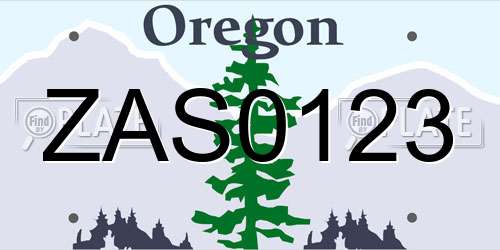 ZAS0123 Oregon License Plate