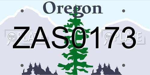 ZAS0173 Oregon License Plate